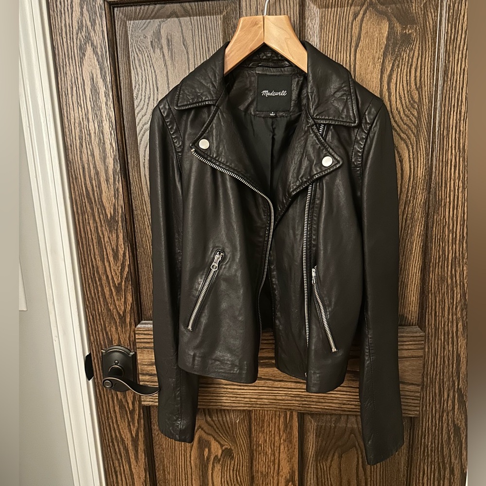 Madewell washed leather moto jacket size small